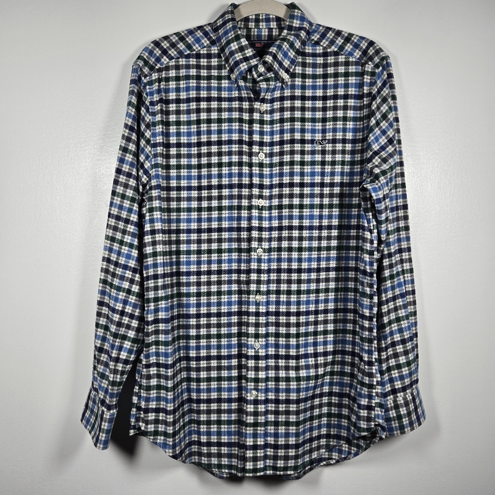 Vineyard Vines Slim Fit Whale Shirt Long Sleeve Button Down Flannel Size Medium